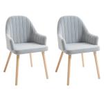 HOMCOM 2 Piece Set Velvet Style Dining Chair with Solid Rubber Legs Living Room Bedroom Modern Upholstered Seat