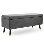 HOMCOM Fabric Storage Ottoman Bench Storage Chest with Wooden Legs Lift Top