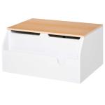 HOMCOM Wooden Kids Children Toy Box Storage Chest Organizer Book Slot Safety Hinge Playroom Furniture White