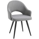HOMCOM Modern Accent Chair, Fabric Ergonomic Lesuire Seat, Hollow Design Mid-Century Dining Chair with Metal Legs, for Living Room Bedroom Hall, Grey