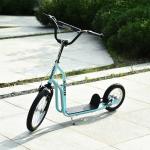 HOMCOM Youth Scooter Front and Rear Caliper Dual Brakes 16-Inch Inflatable Front Wheel Ride On Toy For Age 5+(c-2)