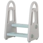 HOMCOM Kids Toddler Step Stool Ladder Learning Tower Kitchen Helper for Toilet Potty Training Bathroom Sink Bedroom Blue and Grey