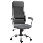 Vinsetto Office Chair Linen Mesh Fabric High Back Swivel Computer Task Desk Chair for Home with Arm, Wheels, Grey