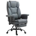 Vinsetto Swivel reclining Office Chair retractable footrest imitation cloth PU