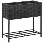 Outsunny PE Rattan Raised Flower Plant Vegetables Stand Rack Shelf Box Growth Outdoor Indoor