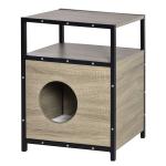 PawHut Cat House Kitten Condo Pet Bed Cave with Sisal Scratching Pad Plush Indoor Use for Rest and Play Grey(c-2)