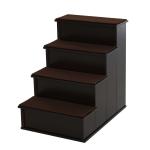 PawHut 4-Step Wooden Pet Stair Pet Steps with Soft Short Plush Cushions Dark Coffee