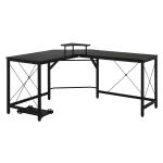 HOMCOM Glass Corner Computer Desk for Home Office Furniture Workstation New PC Black(c-2)