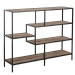 HOMCOM Vintage Industrial Storage Shelf Bookcase Closet Freestanding Display Rack with 5 Shelves, Metal Frame for Home Office & Study