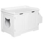PawHut Cat Litter Box Cat House with Litter Scoop Two Door Design Cat furniture with Lifted Cover Large Space White(c-2)
