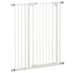 PawHut Pet Safety Gate Pressure Fitted Tall Stair Barrier for Dog Expandable Fence with Auto-Close Double Locking System Extension 74 to 84 cm 92 to 102cm White