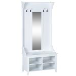 HOMCOM Hallway Furniture Set Shoe Bench Storage Mirror Cabinet Coat Rack Multiple Cubes Hangers Organiser Shelves w/ 4 H