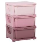 HOMCOM Kids Storage Units with Drawers 3 Tier Chest Vertical Dresser Tower Toy Organizer for Nursery Playroom Kindergarten Pink