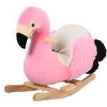 HOMCOM Kids Plush Rocking Horse Rocker Flamingo Pink Girl for 18 Months + Toddler Seat Belt