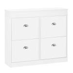 HOMCOM Shoe Cabinet with 4 Flip Drawers Wood Tipping Bucket Narrow Storage Cupboard with Adjustable Shelf Hall Organizer for Entrance Foyer White