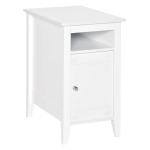 HOMCOM Modern Side Table with 1 Drawer 1 Shelf 1 Door Cabinet, Elegant End Desk with Movable Partition for Living Room Bedroom Dorm, White