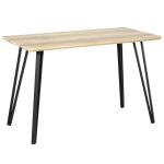 HOMCOM Rustic Rectangular Dining Table with Metal Hairpin Legs for Dining Room, Living Room, White