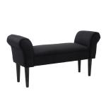 HOMCOM Small-sized Bed End Side Chaise Lounge Sofa Window Seat Arm Bench Wooden Leg Fabric Cover (Black)