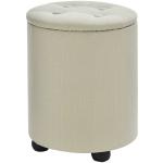HOMCOM Modern Fabric Storage Ottoman Footrest Button Tufted with Removable Lid Rasied Feet for Living Room, Entryway, Cream White