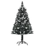HOMCOM 4FT Artificial Snow Dipped Christmas Tree Xmas Pencil Tree Holiday Home Indoor Decoration with Foldable Feet White Berries Dark Green
