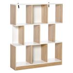 HOMCOM 3-Tier Wooden Bookcase, Display Shelf Freestanding Decorative Storage Shelving, Home Office Oak Color and White