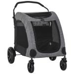 PawHut Dog Stroller 4 Wheels Pet Trolley Carrier Mesh Windows for Medium Large Dogs Traveling Grey