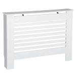 HOMCOM MDF Radiator Cover Wooden Cabinet Shelving Home Office Vertical Slattted Vent White 112L x 19W x 81H