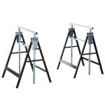 HOMCOM Set of 2 Adjustable Telescopic Builders Trestle DIY Steel Work Bench Carpenter Folding Saw Horse Tools Black