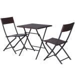 Outsunny 3 PCS PE Rattan Wicker Garden Furniture Patio Wicker Bistro Set Folding for 2 Outdoor Table and Chair Set (Black)(c-3)