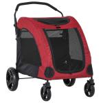 PawHut Dog Stroller 4 Wheels Pet Trolley Carrier Mesh Windows for Medium Large Dogs Traveling Red