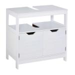kleankin Bathroom Under Sink Cabinet Anti-toppling Storage Shelf Double Doors Space Saving Fashionable White