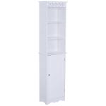 HOMCOM MDF Tall Bathroom Cabinet Longline Narrow Storage Unit Tower Cupboard Organiser w/ Adjustable shelf 160H x 40L x 23Wcm