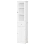 HOMCOM Freestanding Bathroom Storage Cabinet w/ 6 Shelves Cupboard Tower Organisation Home Bathroom Furniture 34L x 20W x 165H cm White(c-1)
