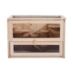 PawHut Wooden Hamster Cage Mouse Mice Rodent Small Animals Hutch Exercise Play House 60 x 35 x 42cm(c-2)