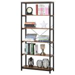 HOMCOM Retro Industrial Bookcase Storage Shelf Closet Floor Standing Display Rack with 6 Tiers, Metal Frame for Living Room & Study