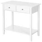 HOMCOM Wooden Console Table with 2 Drawers and 1 Storage Shelf for Living Room Entryway, White(c-2)