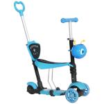 HOMCOM 5-in-1 Kids Toddler 3 Wheels Mini Kick Scooter Push Walker with Removable Seat & Back Rest for Girls and Boys Blue(c-2)