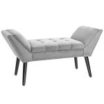 HOMCOM Modern Button Tufted Bench Accent Velvet Upholstered Ottoman for Bedroom, Living Room Entryway, Light Grey