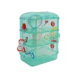 PawHut 3 Storey Hamster Cage Small Pet Animal Cage w/ Exercise Wheel Food Water Bowl Multi Activity Exercise Centre Green