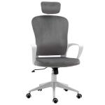 Vinsetto High-Back Office Chair Velvet Style Fabric Computer Home Rocking with Wheels, Rotatable Liftable Headrest, Grey(c-1)