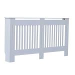 HOMCOM Slatted Radiator Cover Painted Cabinet MDF Lined Grill in White (152L x 19W x 81H cm)