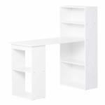 HOMCOM 120cm Modern Computer Desk Bookshelf Writing Table Workstation PC Laptop Study Home Office 6 Shelves White