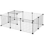 PawHut DIY Pet Playpen Metal Wire Fence 12 Panel Enclosure Indoor Outdoor Guinea Pig Rabbit Small Animals Cage Black