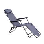 Outsunny 2 in 1 Sun Lounger Folding Reclining Chair Garden Outdoor Camping Adjustable Back with Pillow (Black)(c-4)