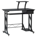 HOMCOM Computer Desk Glass Table Workstation Laptop pc desk mobile with wheels White(c-2)