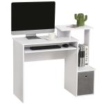 HOMCOM Computer Desk Glass Table Workstation Laptop pc desk mobile with wheels White(c-5)