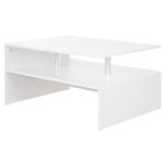 HOMCOM 2-Tier Coffee Table Side/End Table Modern Rectangular Design w/ Open Shelf Living Room Entryway Hallway Furniture White
