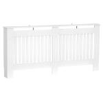 HOMCOM Slatted Radiator Cover Painted Cabinet MDF Lined Grill in White (172L x 19W x 81H cm)