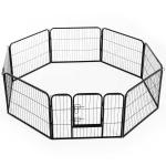 PawHut Heavy Duty Dog Pet Puppy Metal Playpen Play Pen Rabbit Pig Hutch Run Enclosure Foldable Black 80 x 60 cm (Small)