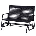 Outsunny 2 Seater Wicker Glider Bench Chair Rocking Chair Outdoor Patio Garden Armchair High Back